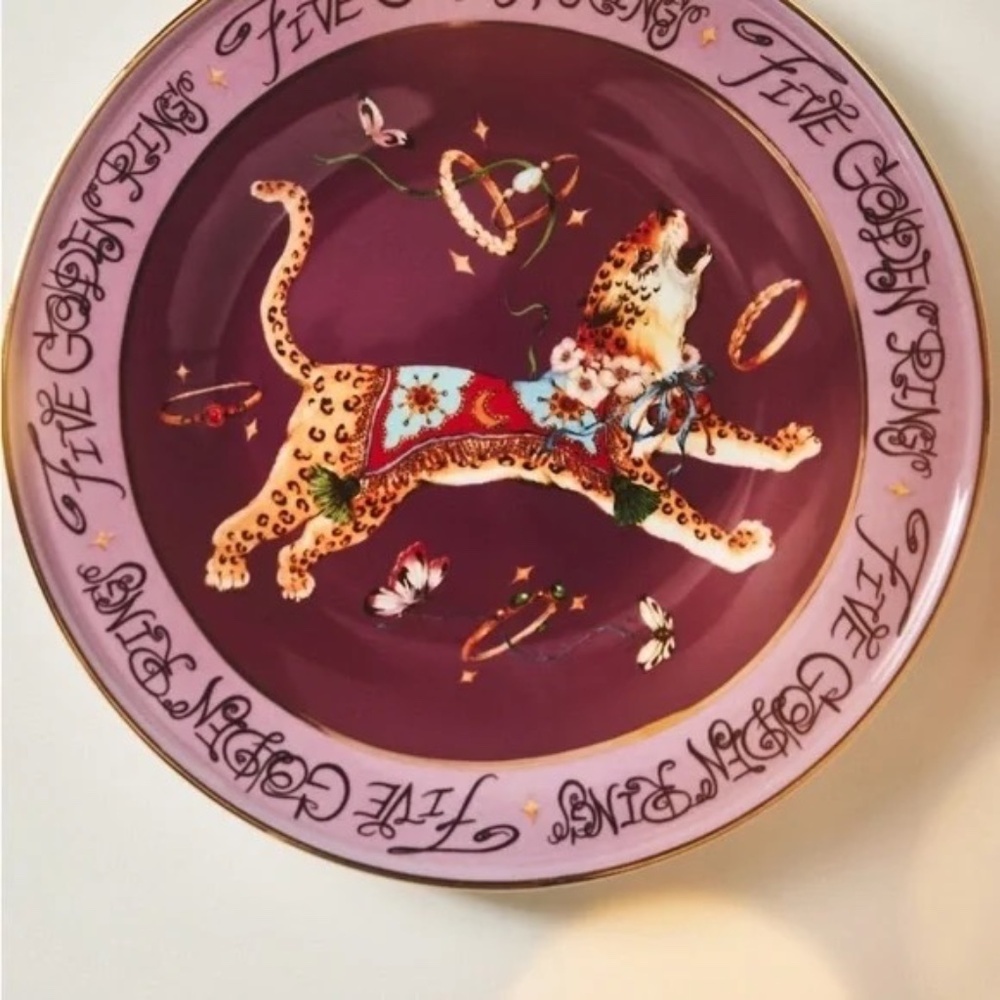 Taychamaythakool Anthropologie Twelve Days of Christmas  Dessert Plate  Rings